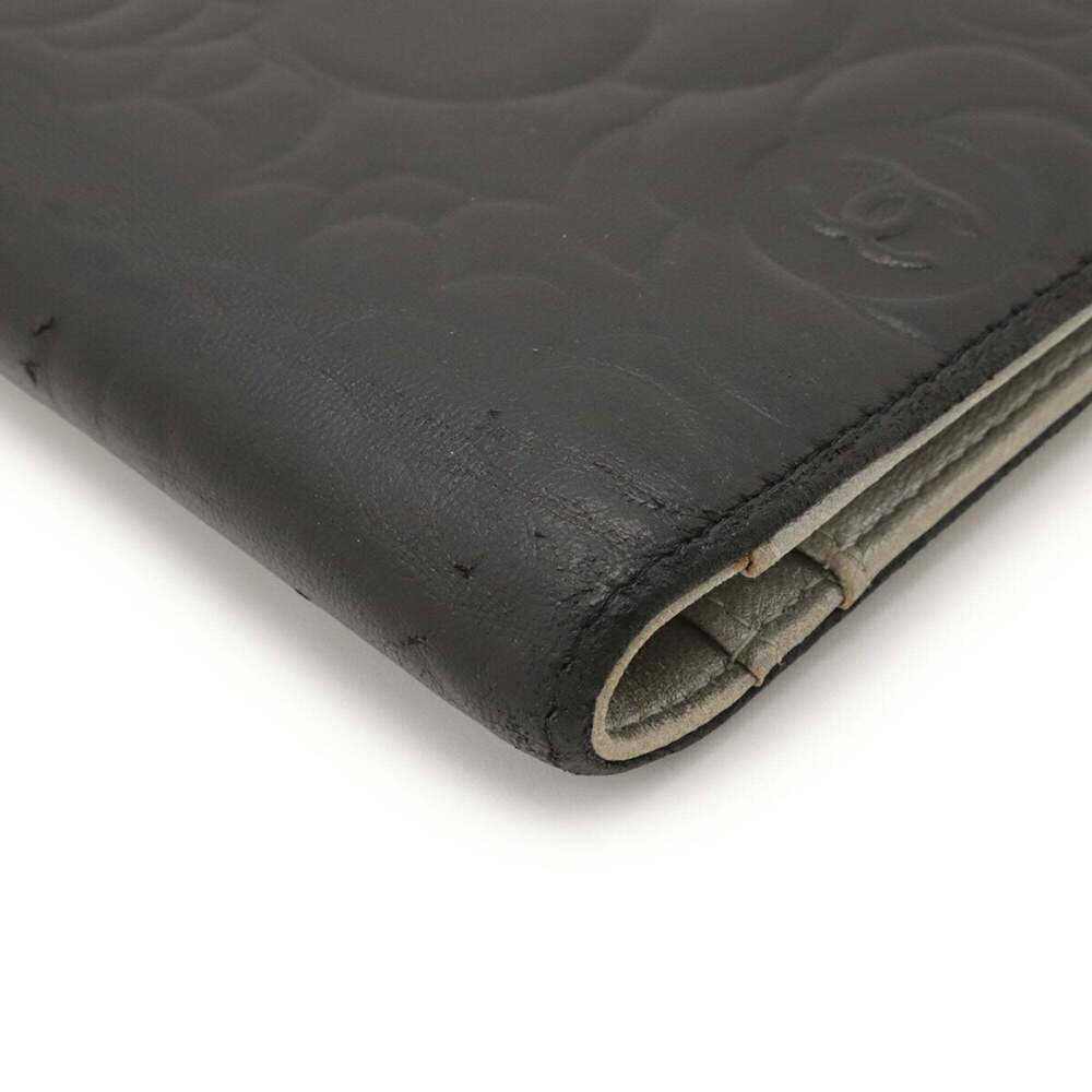 CHANEL Authentic Black Leather Logo Wallet - Picture 4 of 10